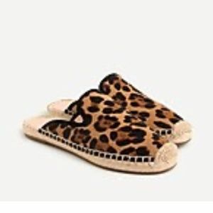 JCREW Espadrille Mules in Leopard Calf Hair